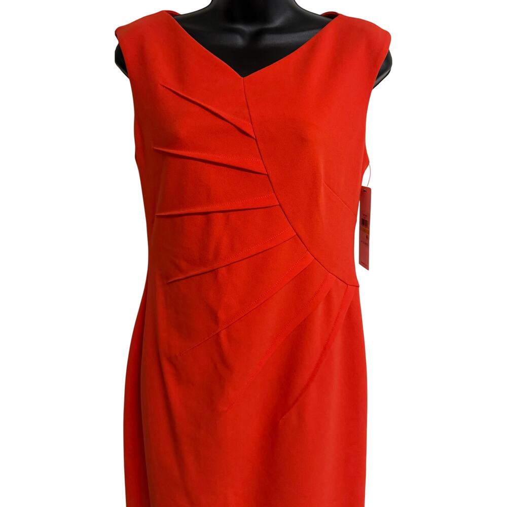 Calvin Klein Women Dress Sheath Size 4 Women Sleeveless Stretch Orange NWT New - Picture 2 of 8